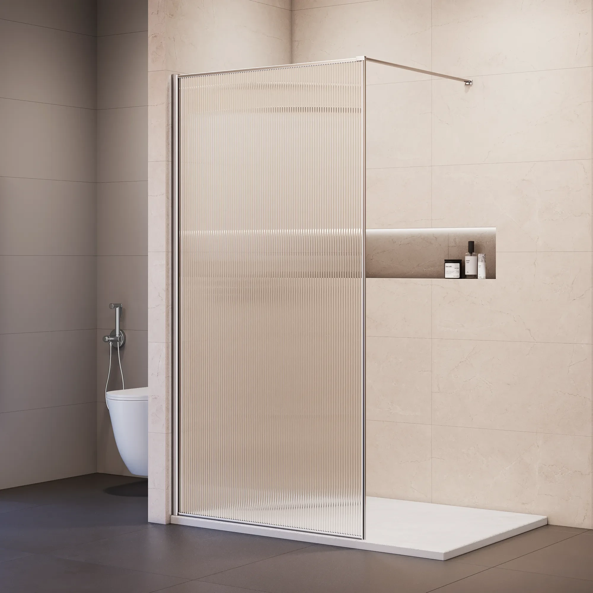 душевой уголок rgw walk in wa-08 new 120x195 стекло ребристое, профиль хром