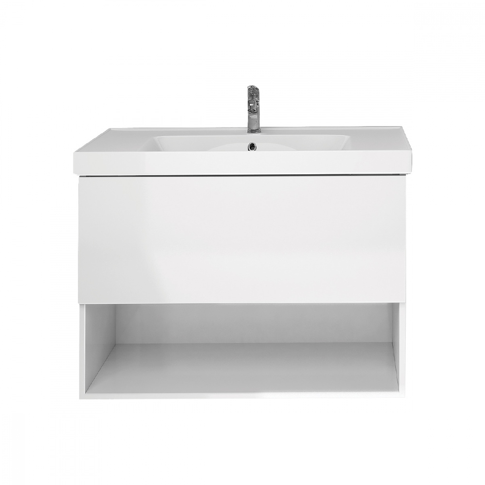 тумба подвесная dreja perfecto 60 с умывальником grace 60 белый глянец