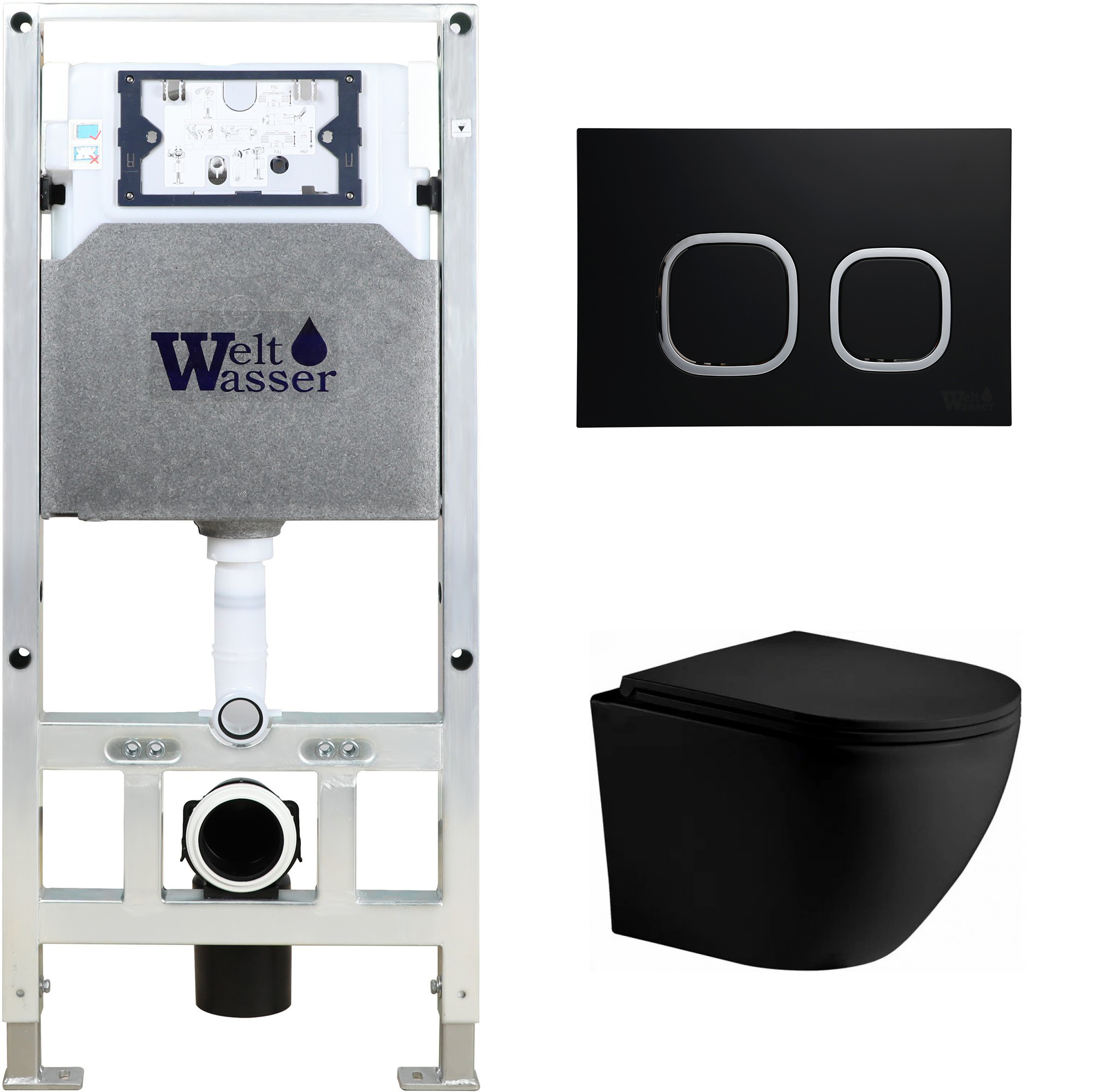 комплект инсталляции welt-wasser amberg 506 st с клавишей смыва amberg rd-bl и унитазом merzbach 043 xl mt-bl