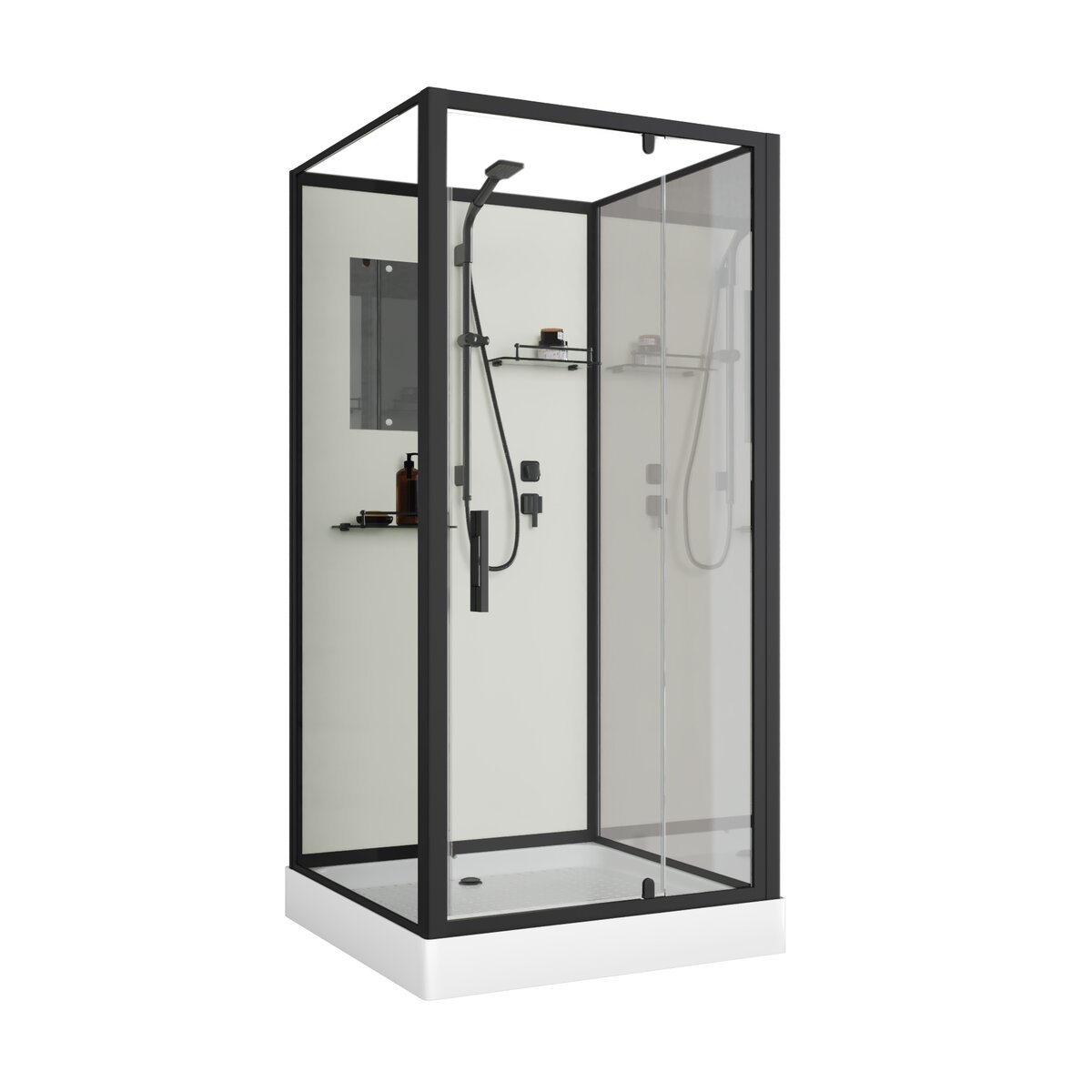 душевая кабина niagara standart st90/15q/bl/bk 90x90 б/к, стекла прозрачные, профиль черный