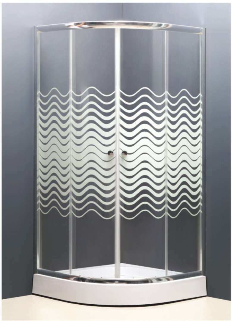 душевой уголок coliseum s802w 90x90 с поддоном, прозрачные стекла с волнами