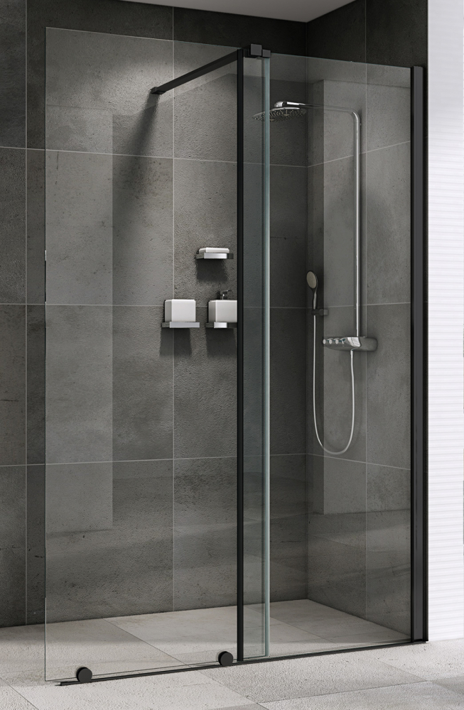 душевой уголок abber komfort ag09120b 120x200 стекла прозрачные, профиль черный
