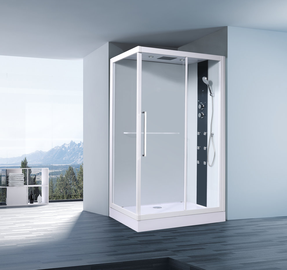 душевая кабина orans sr-86159 120x90 l/r, стекла прозрачные, профиль белый