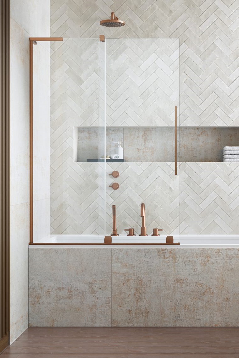 шторка на ванну radaway furo sl brushed copper pnd ii l 100x150 стекла прозрачные, профиль брашированная медь