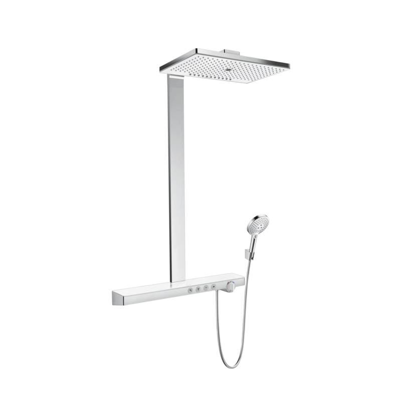 душевая стойка hansgrohe rainmaker select 460 3jet showerpipe с термостатом, белый, хром