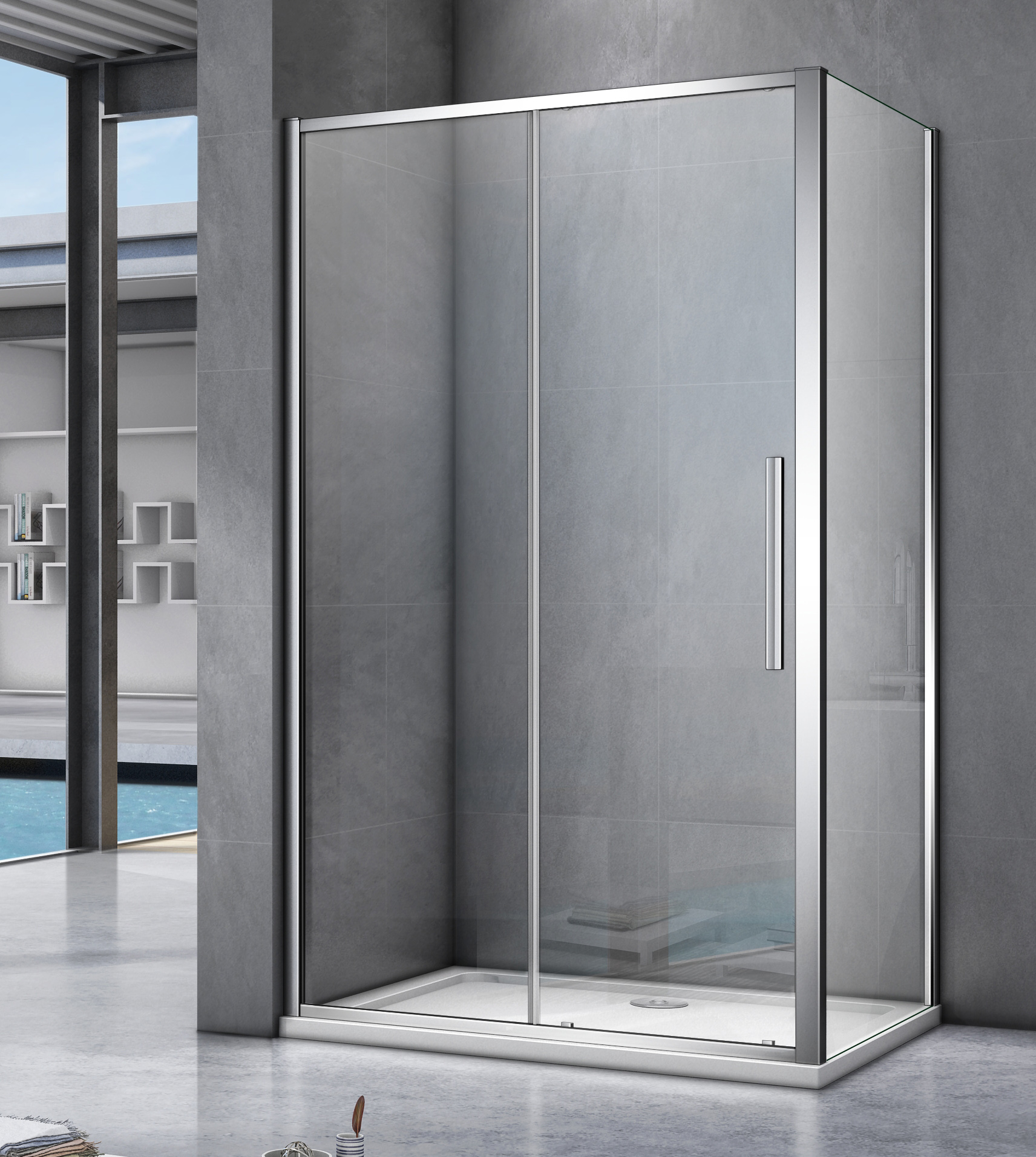 душевой уголок gooddoor idea wtw+sp 140x80 стекло прозрачное / профиль хром