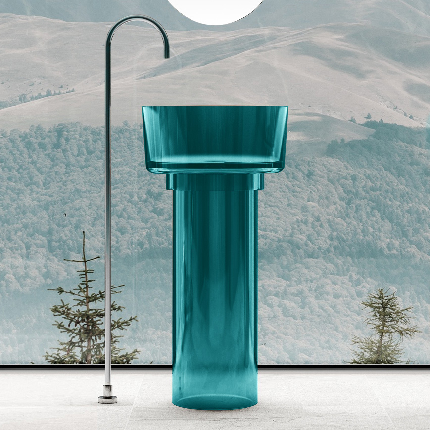 умывальник напольный abber kristall at2702aquamarin-h 45x45 бирюзовый с техническим отверстием