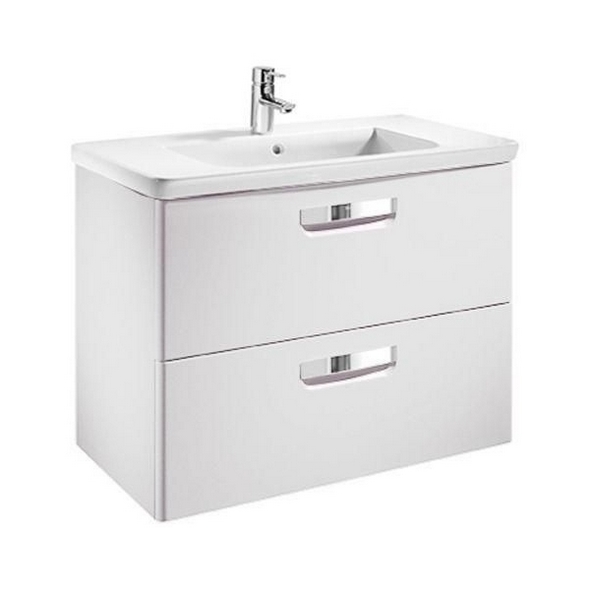 тумба с умывальником roca the gap original 80 см, белый глянец