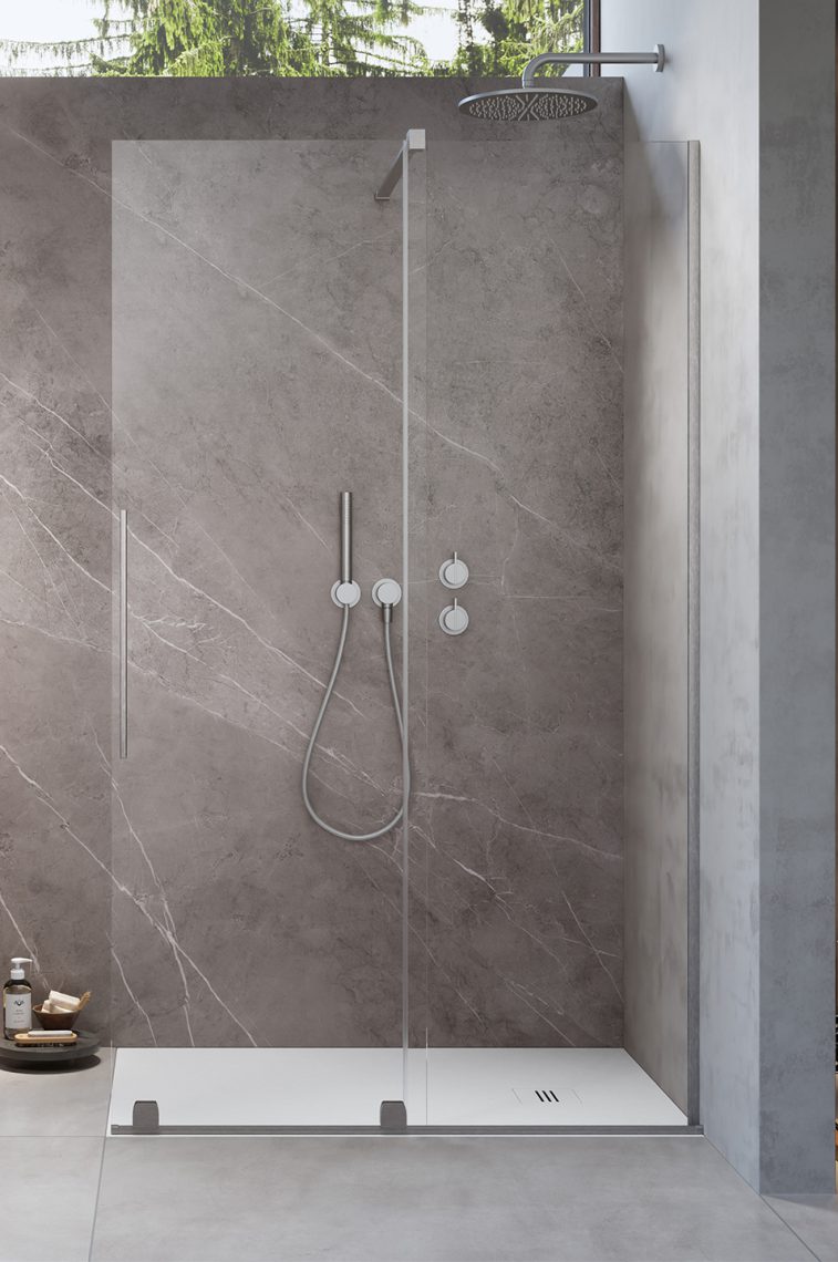 душевой уголок radaway furo brushed nickel walk-in r 140x200 стекла прозрачные, профиль брашированный никель