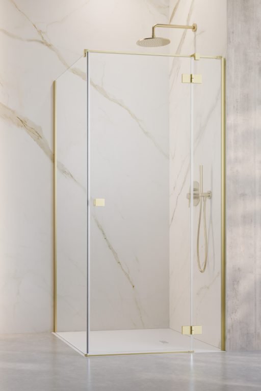 душевой уголок radaway essenza 6 brushed light gold kdj 110x80 правый, стекла прозрачные, профиль брашированное светлое золото
