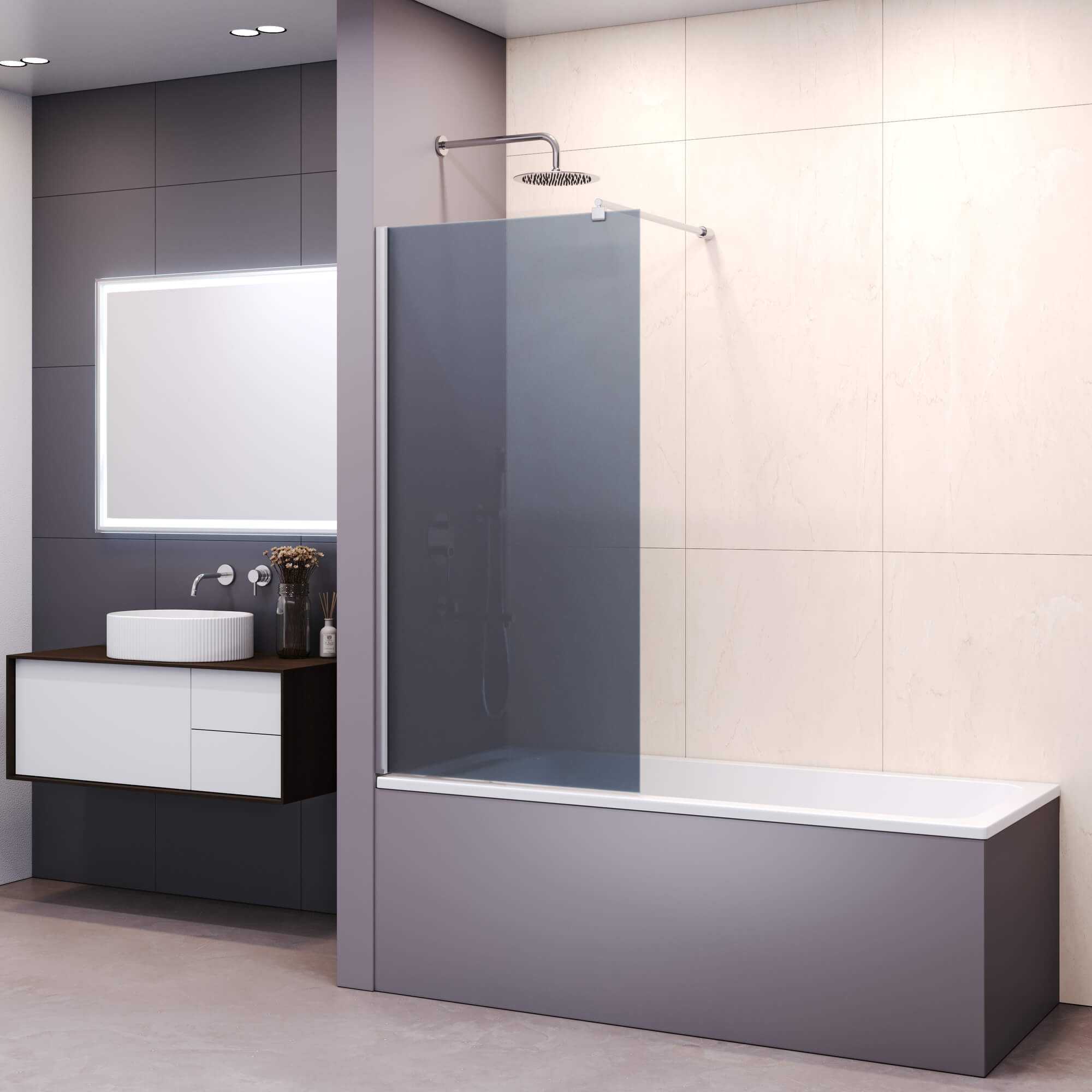 шторка на ванну rgw sc-050 80x149 стекла тонированные, профиль хром