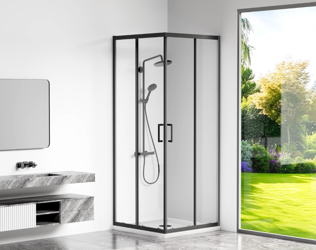 душевой уголок gooddoor cube cr-80-c-b 80x80 прозрачное стекло / профиль черный