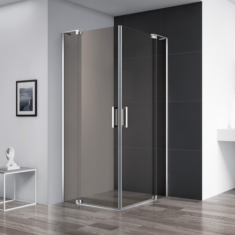душевой уголок cezares slider-ah-2-80/90-90/100-br-cr (80-90)x(90-100) стекла бронзовые, профиль хром