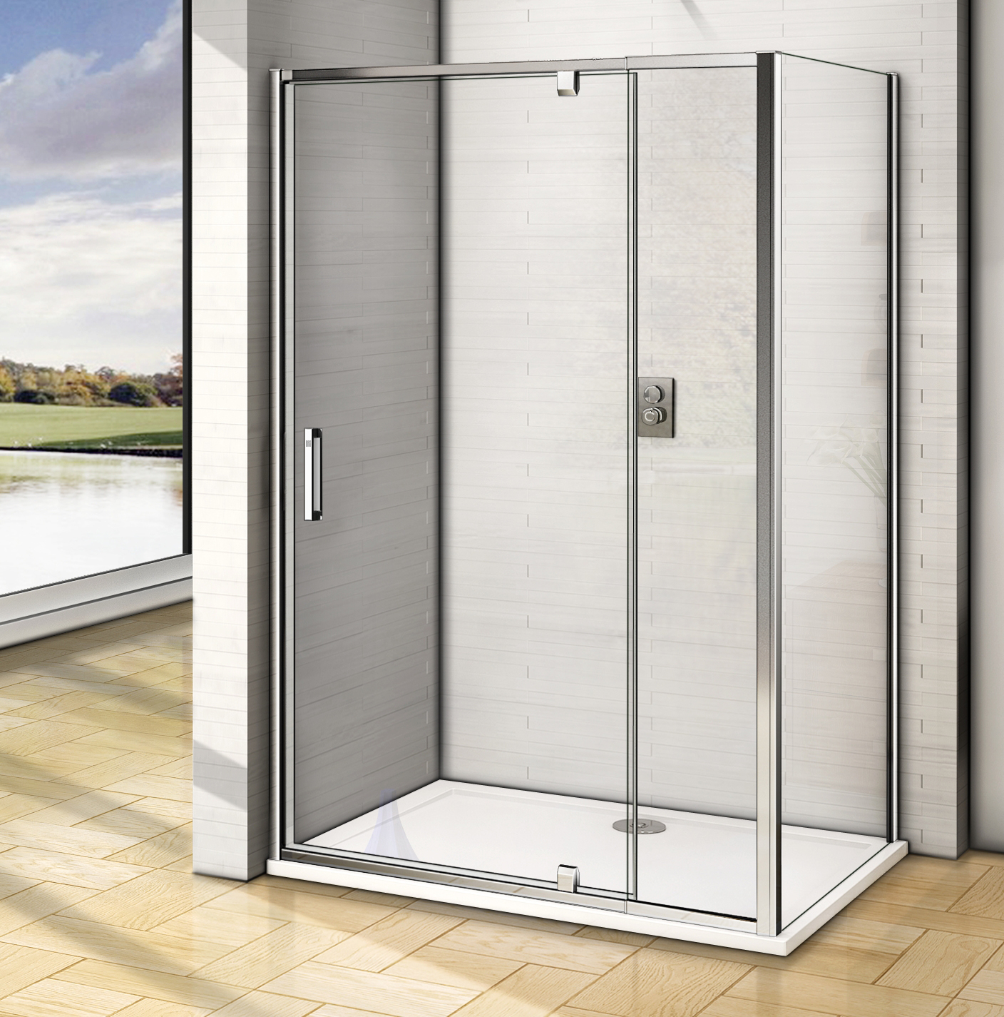 душевой уголок gooddoor orion wtw-pd+sp 100x90 стекло прозрачное / профиль хром