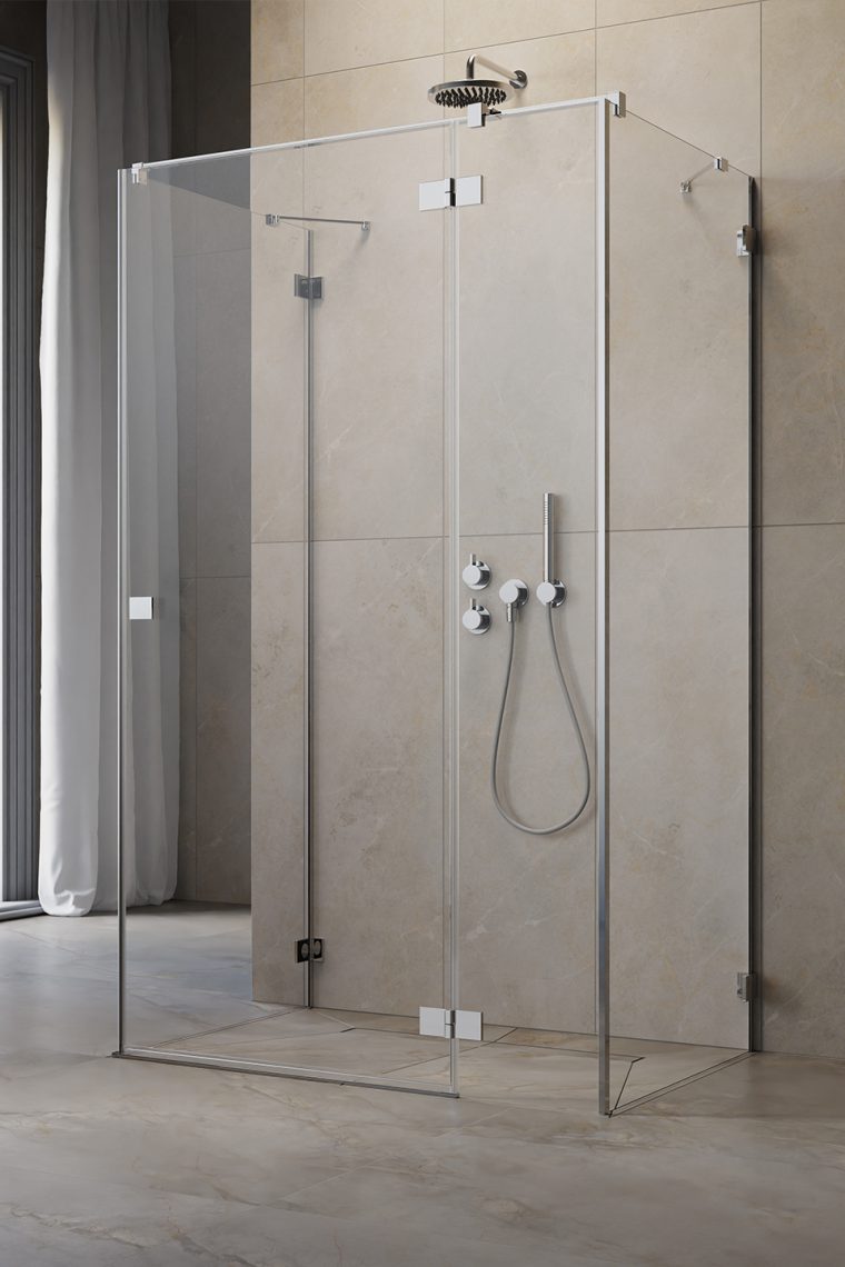 душевой уголок radaway essenza pro kdj+s 110x75 правый, стекла прозрачные, профиль хром