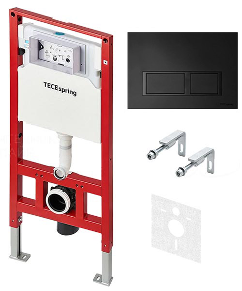 инсталляция для унитаза tece tecespring v s401204 с пластиковой клавишей смыва черный матовый