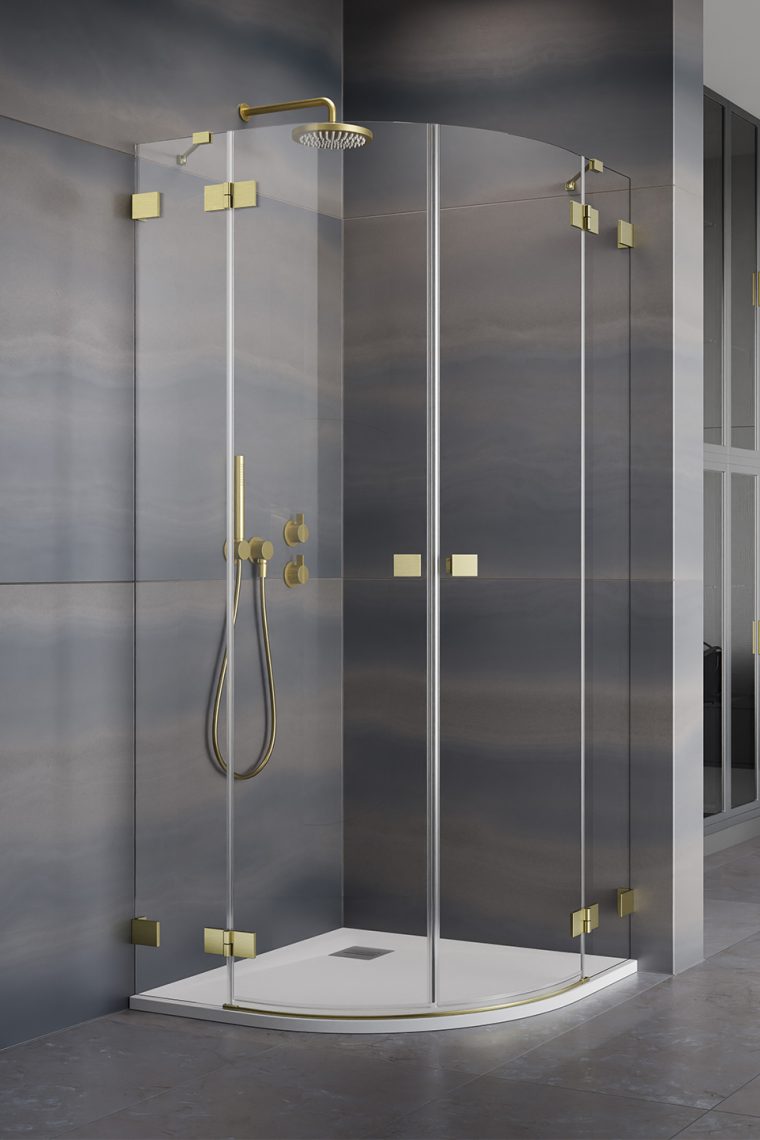 душевой уголок radaway essenza pro brushed gold pdd 100x80 стекло прозрачное, профиль брашированное золото