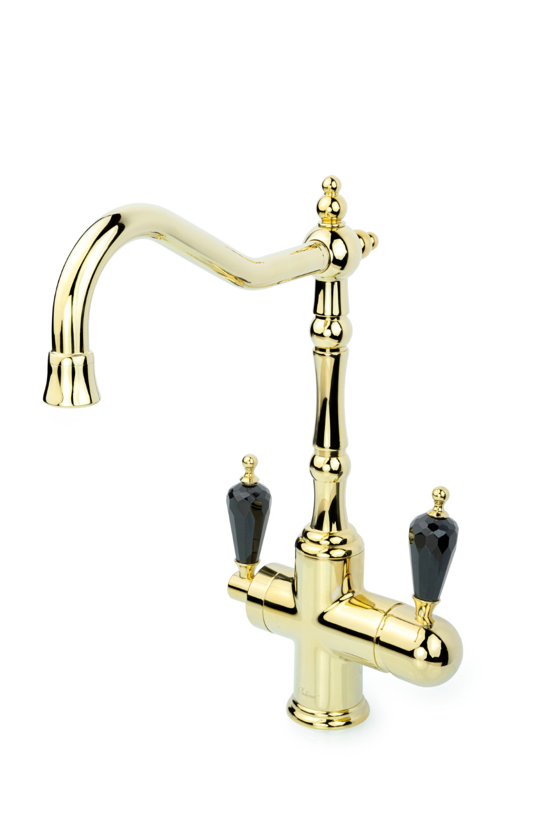 смеситель для кухни boheme tradizionale oro 112-bsw золото/черный кристалл swarovski