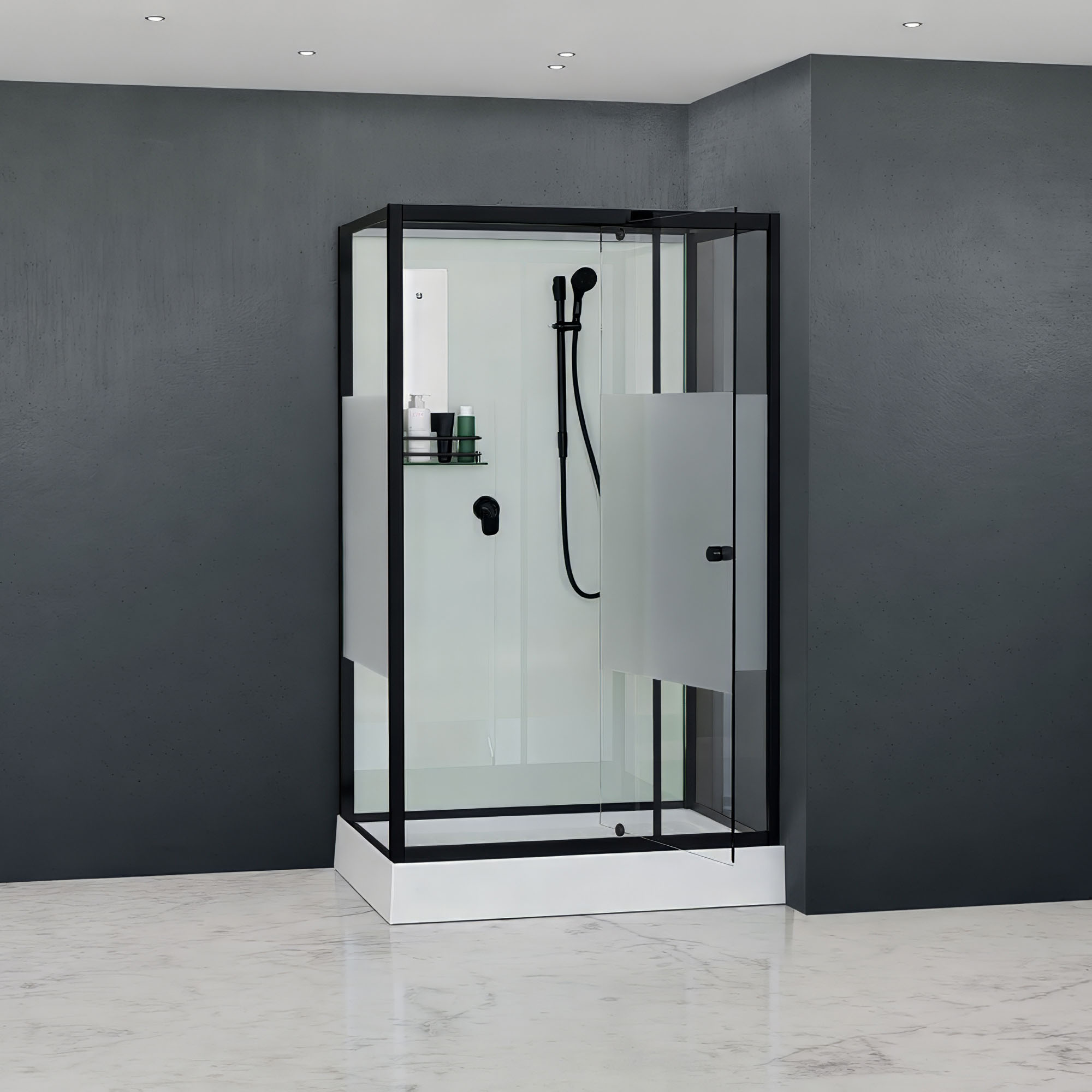 душевая кабина rgw andaman an-207-b 120x80 стекла frost line, профиль черный