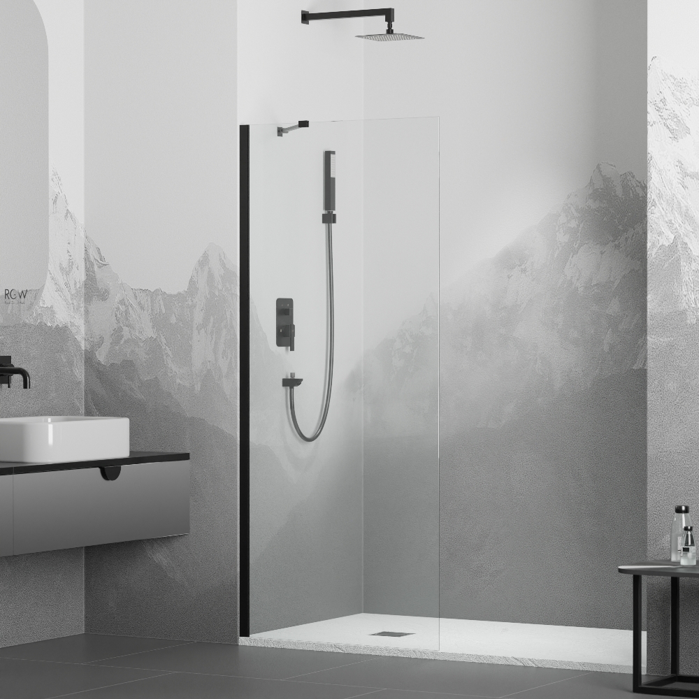 душевой уголок rgw walk-in wa-102b 120x195 стекло прозрачное / профиль черный