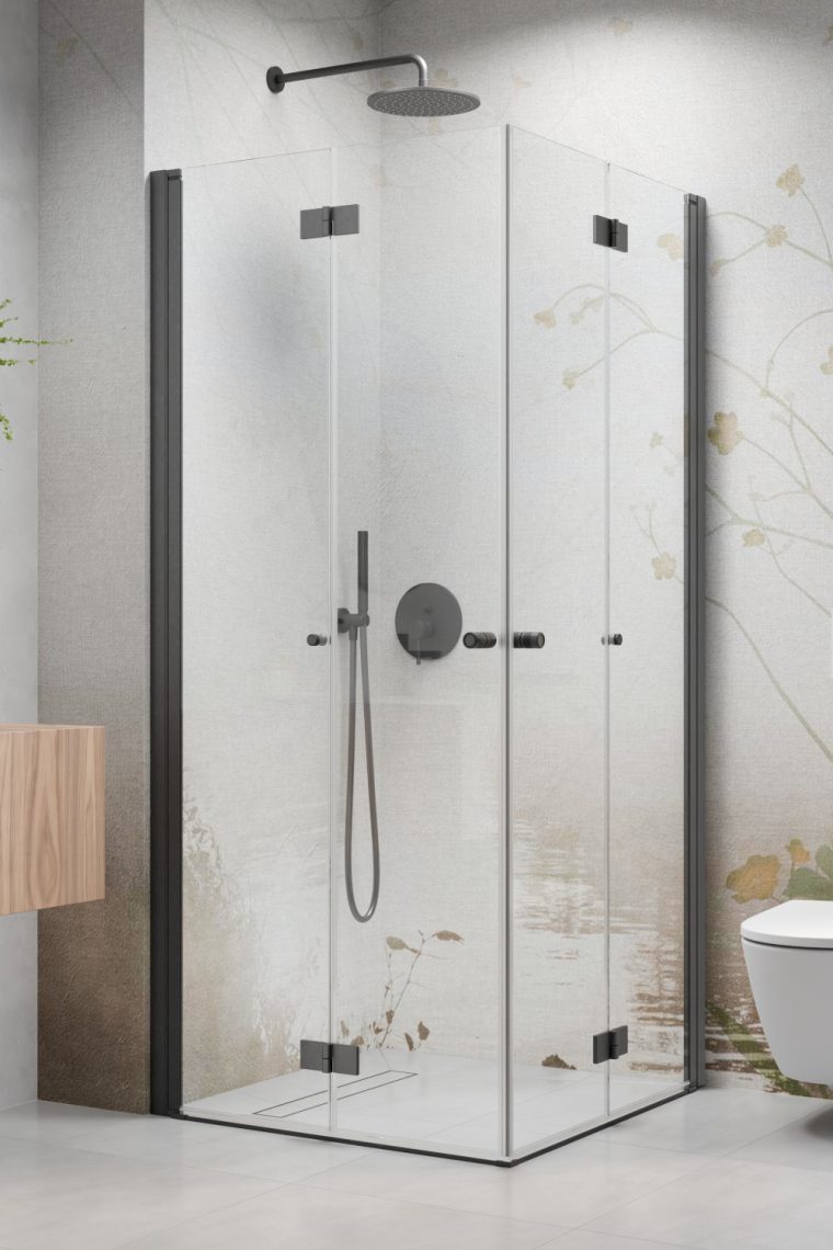 душевой уголок radaway nes brushed gunmetal kdd b 80x90 стекла прозрачные, профиль брашированная оружейная сталь