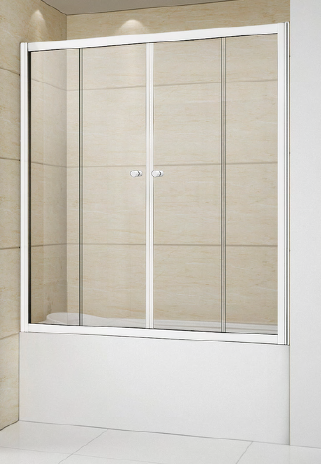 шторка на ванну cezares relax-vf-2-170/145-p-bi 170x145 стекло матовое, профиль жемчужно-серый