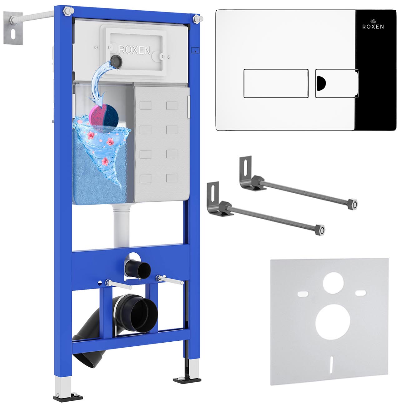 инсталляция roxen stounfix dual fresh 710200 с клавишей смыва caspia 410280ch с аромадозатором