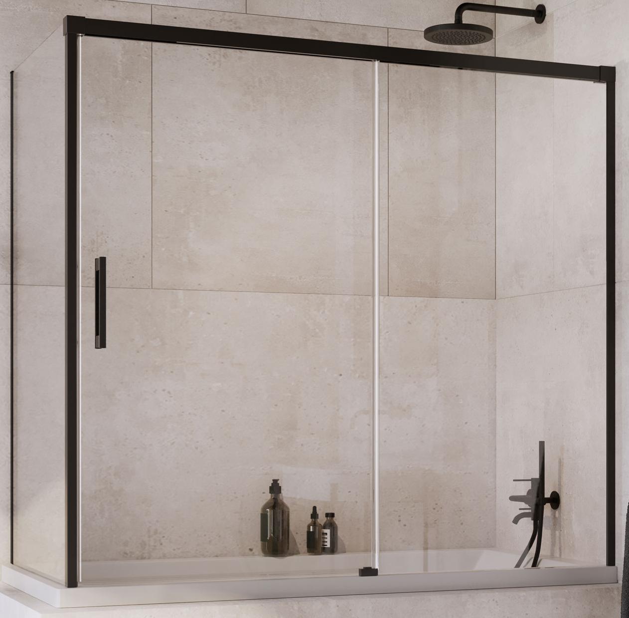шторка на ванну radaway idea black pn dwj+s 150 l+s 75r стекло прозрачное