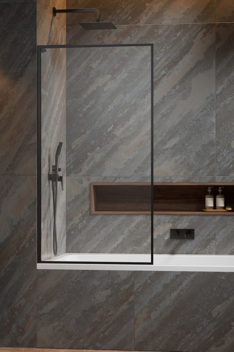 шторка на ванну radaway modo f sl brushed gunmetal pnj ii 90x151 левая, профиль брашированная оружейная сталь