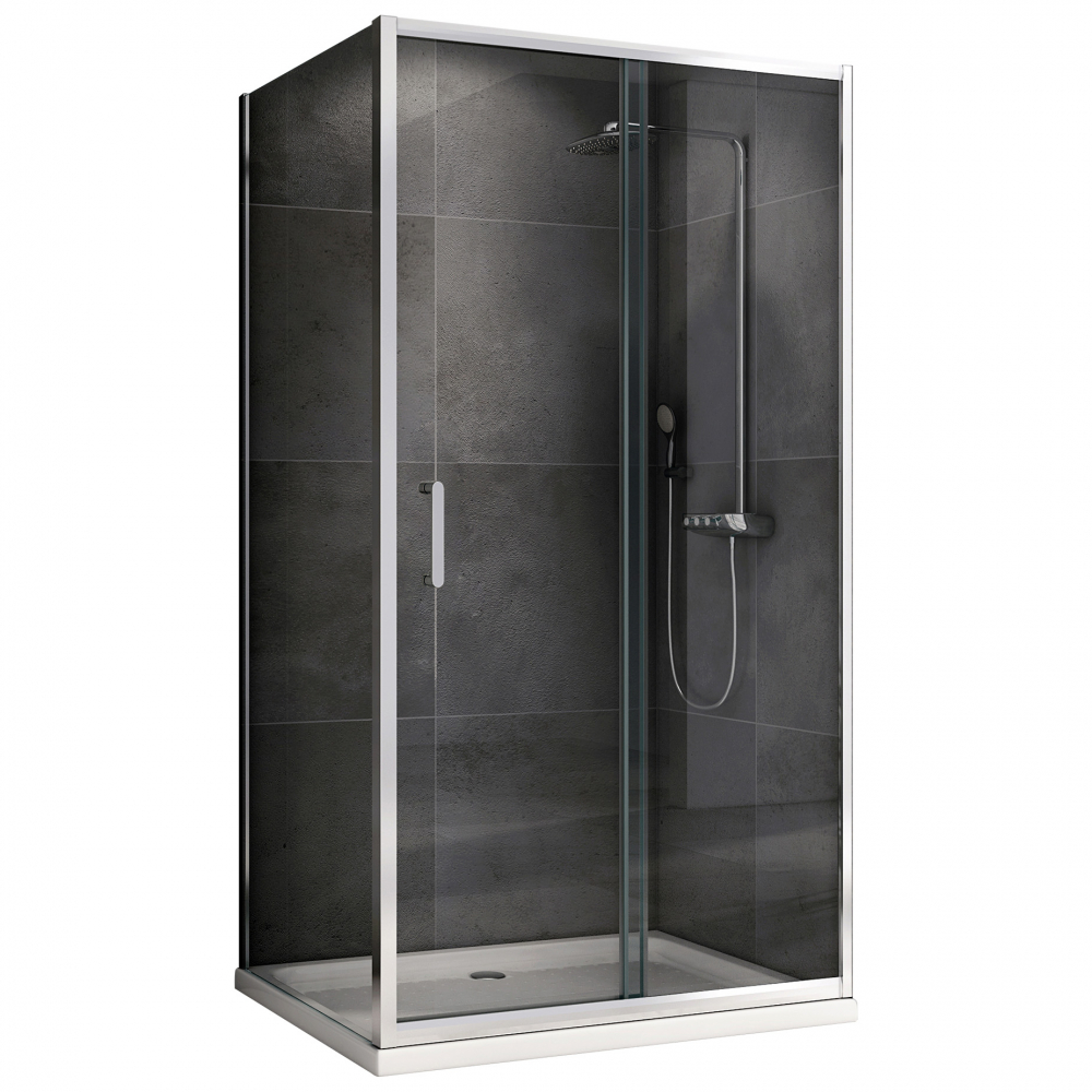 душевой уголок abber schwarzer diamant ag301105-s605 110x60 стекла прозрачные, профиль хром