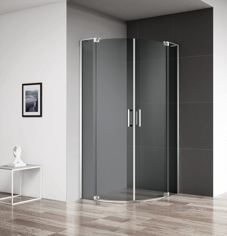 душевой уголок cezares slider-r-2-90/100-grigio-cr (90-100)x(90-100) стекла серые, профиль хром