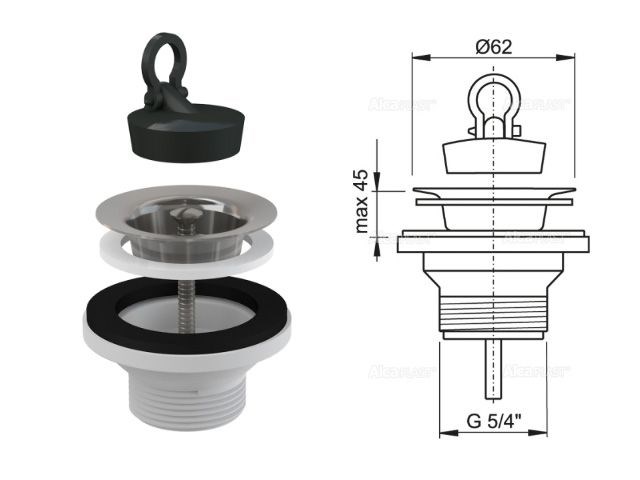 донный клапан alcaplast a434-bl-01