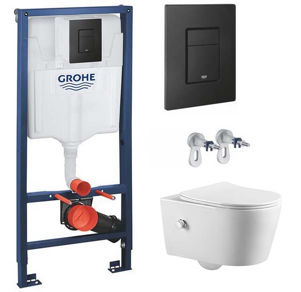 комплект инсталляции grohe grohe rapid 38811kf0 с клавишей смыва черный и унитазом amore di mare temo bidet p322-x