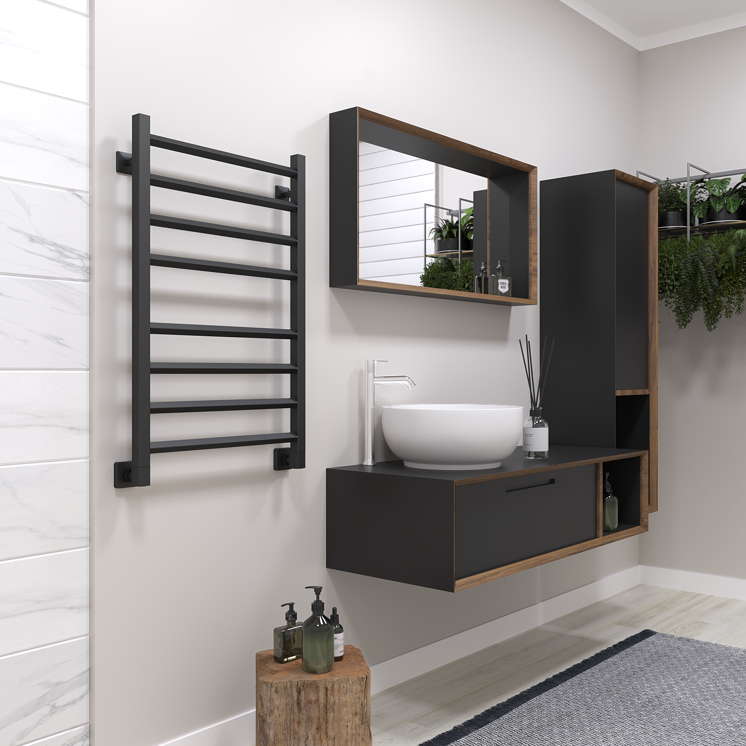 полотенцесушитель водяной stinox sorento 50x80 черный матовый