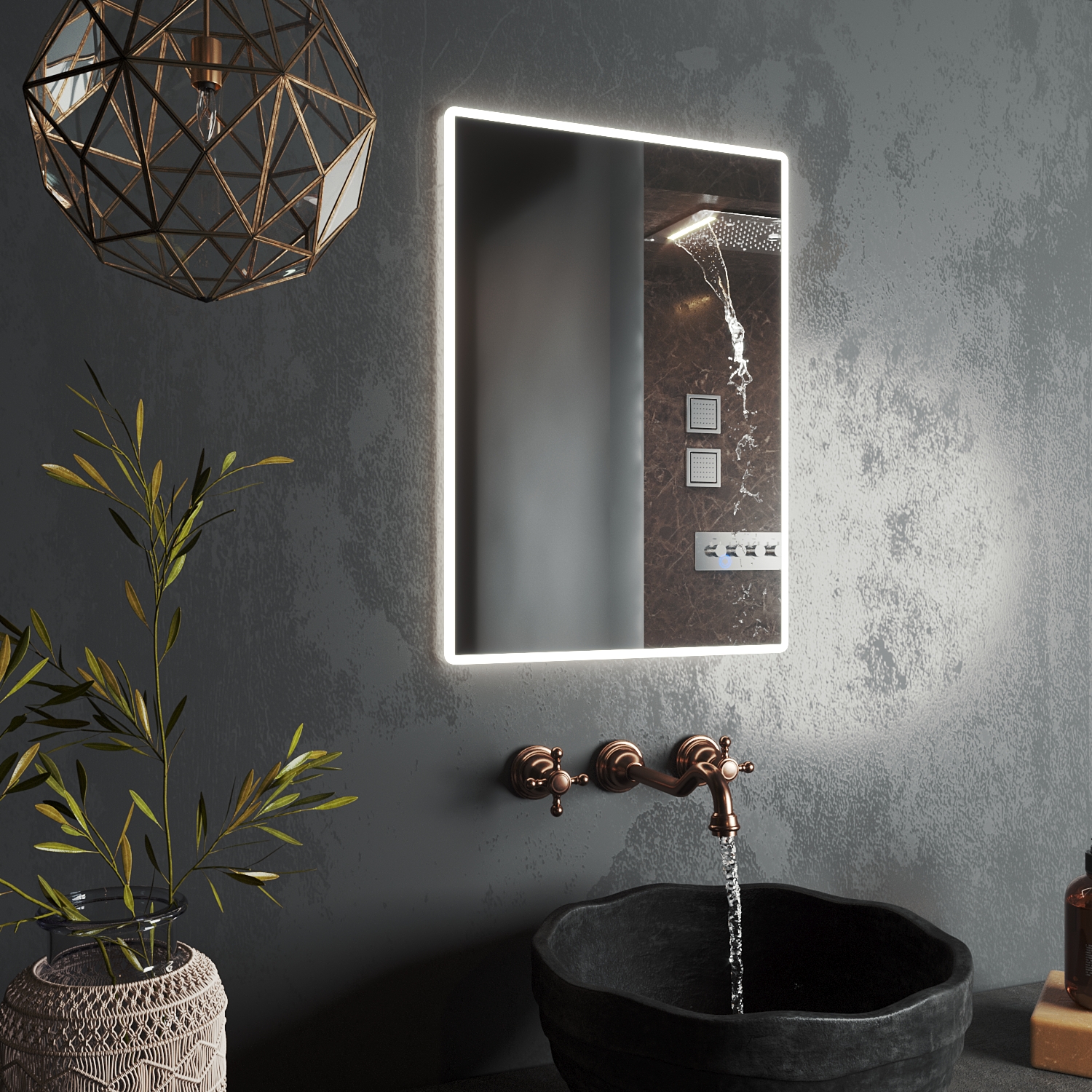 зеркало roxen gotem 50x70 с led подсветкой