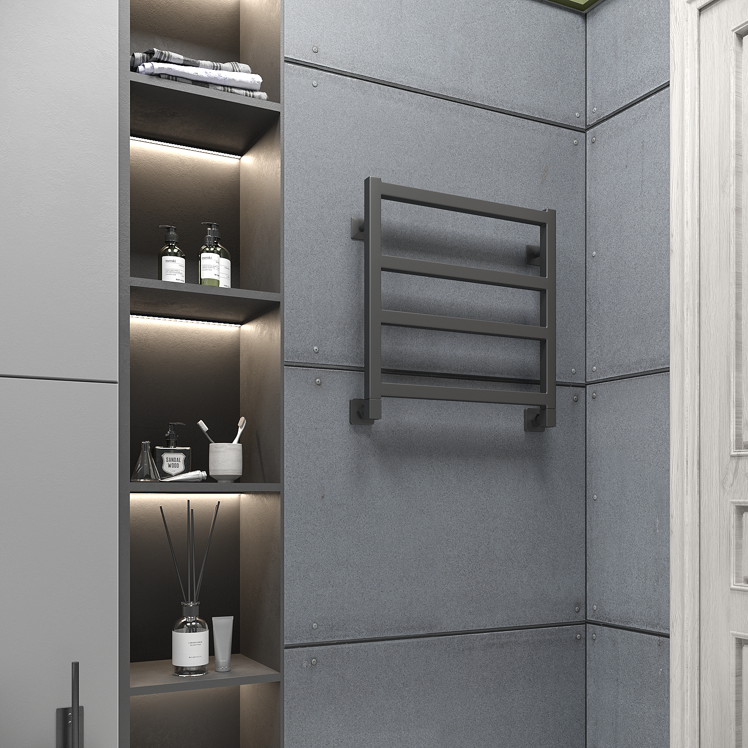 полотенцесушитель водяной stinox ancona 50x50 черный матовый