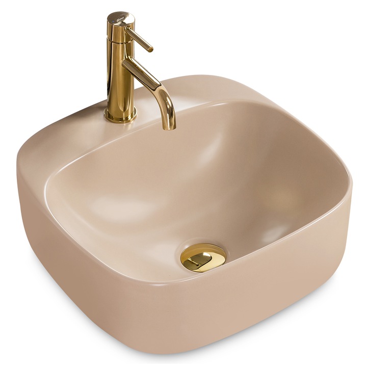 умывальник rea luiza beige matt 42  42,5x42,5 матовый беж