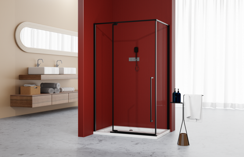 душевой уголок esbano esa-128ps-b 120x80 стекла прозрачные, профиль черный