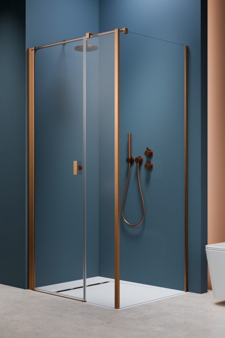 душевой уголок radaway nes brushed copper kds i 120x80 левый, стекла прозрачные, профиль брашированная медь