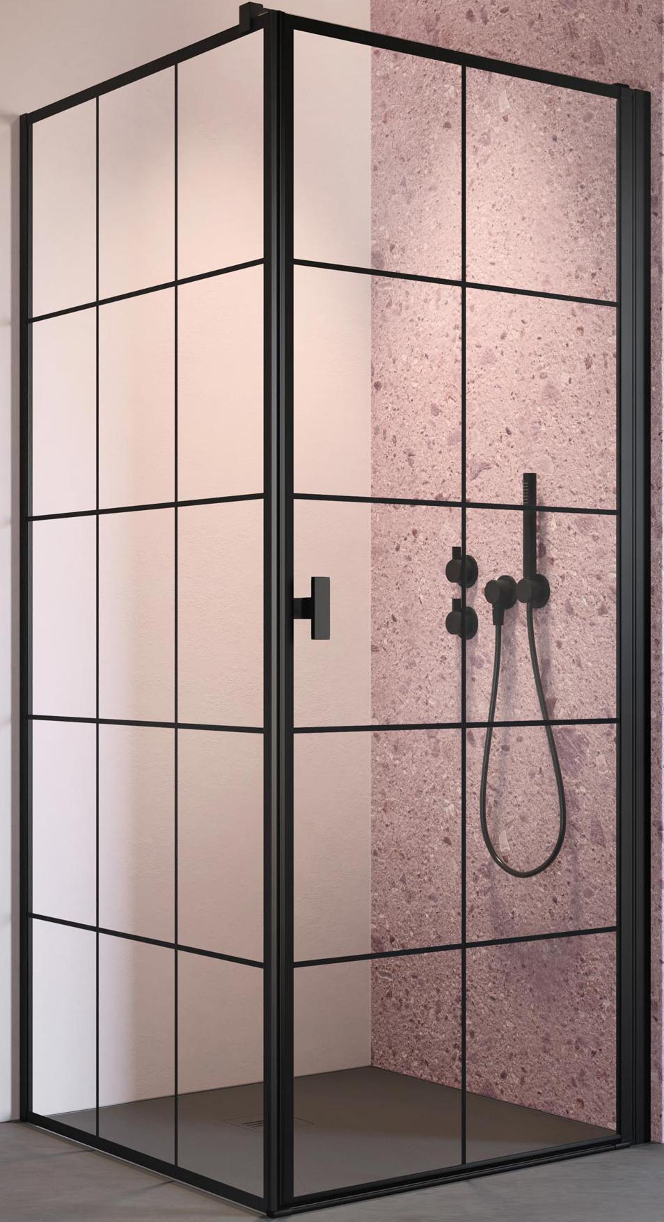 душевой уголок radaway nes black kdj i factory 80x80 l стекло прозрачное