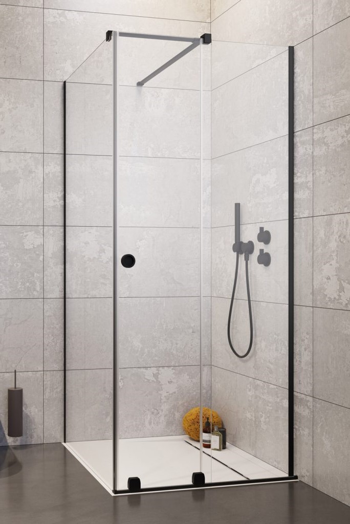 душевой уголок radaway furo black kdj rh 100r 100x90 стекло прозрачное, профиль черный (правый)