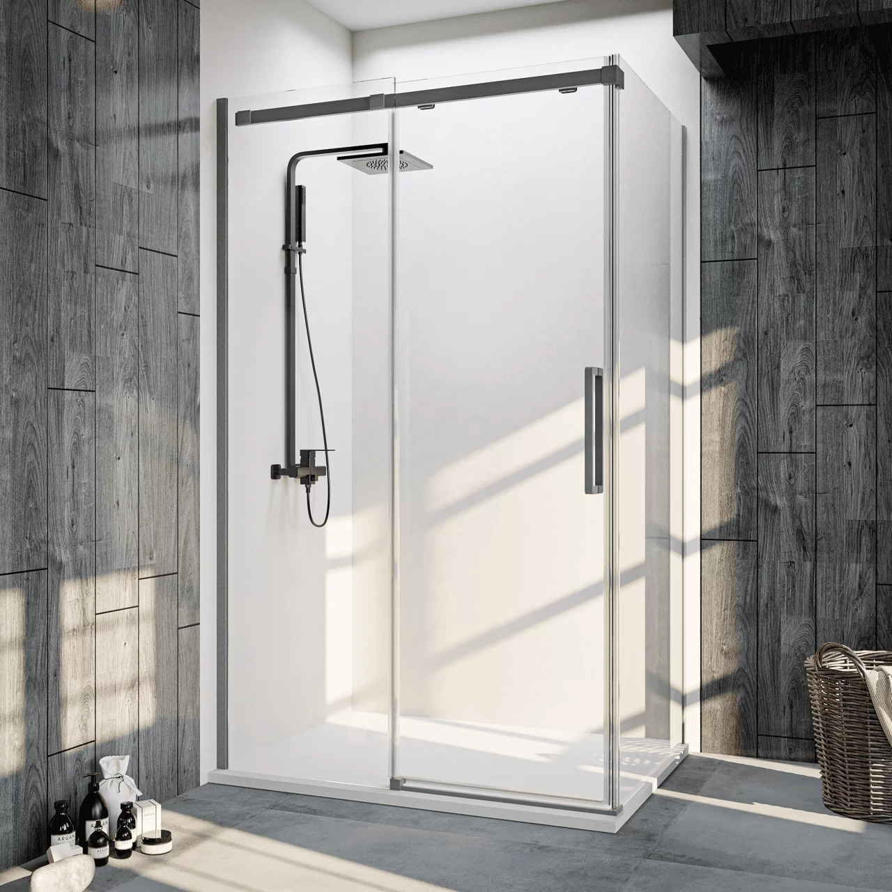 душевой уголок veconi rovigo rv-070gr 130x100 прозрачные стекла / профиль брашированный графит