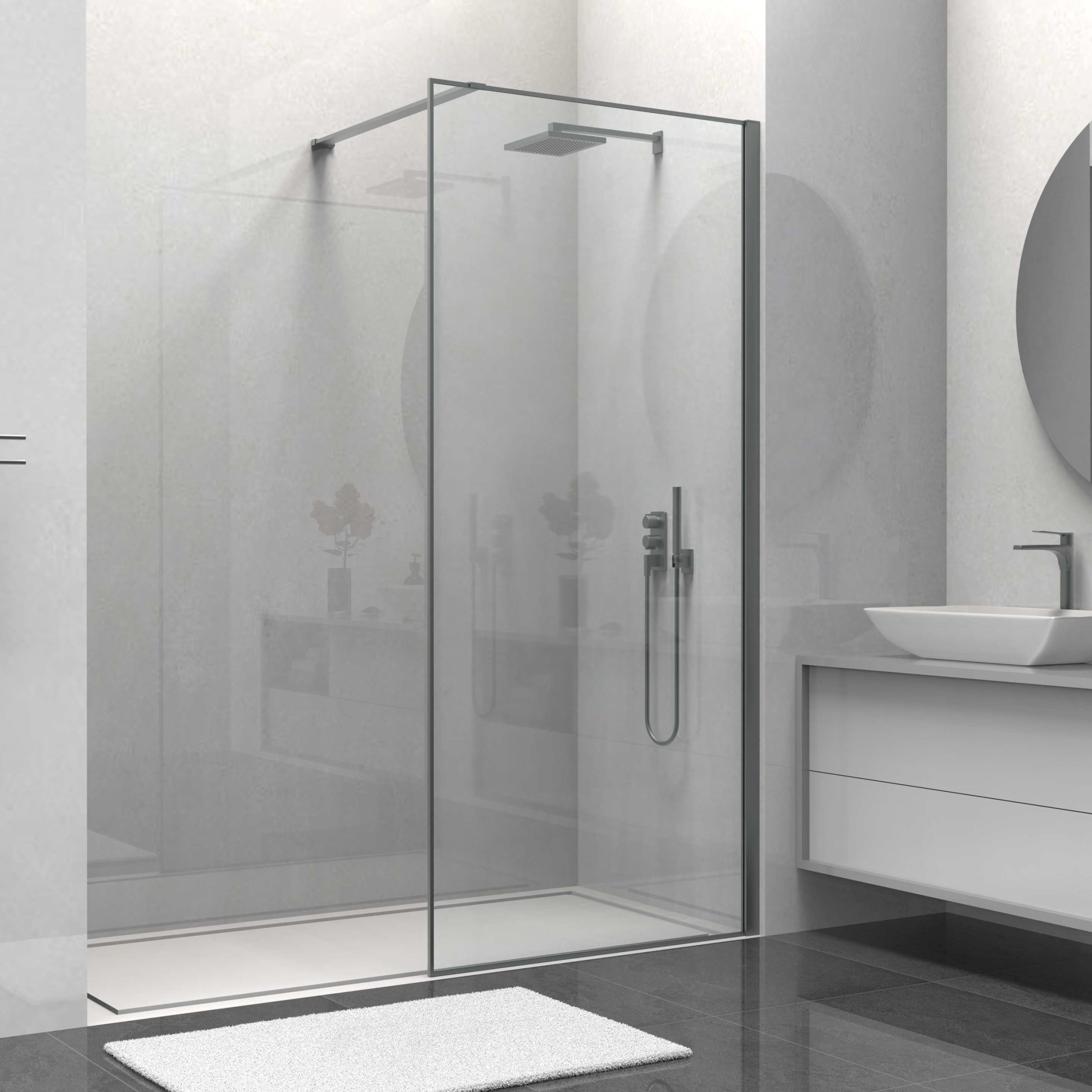 душевой уголок vincea walk-in hs vsw-1hs900clgm 90x200 стекла прозрачные, профиль графит