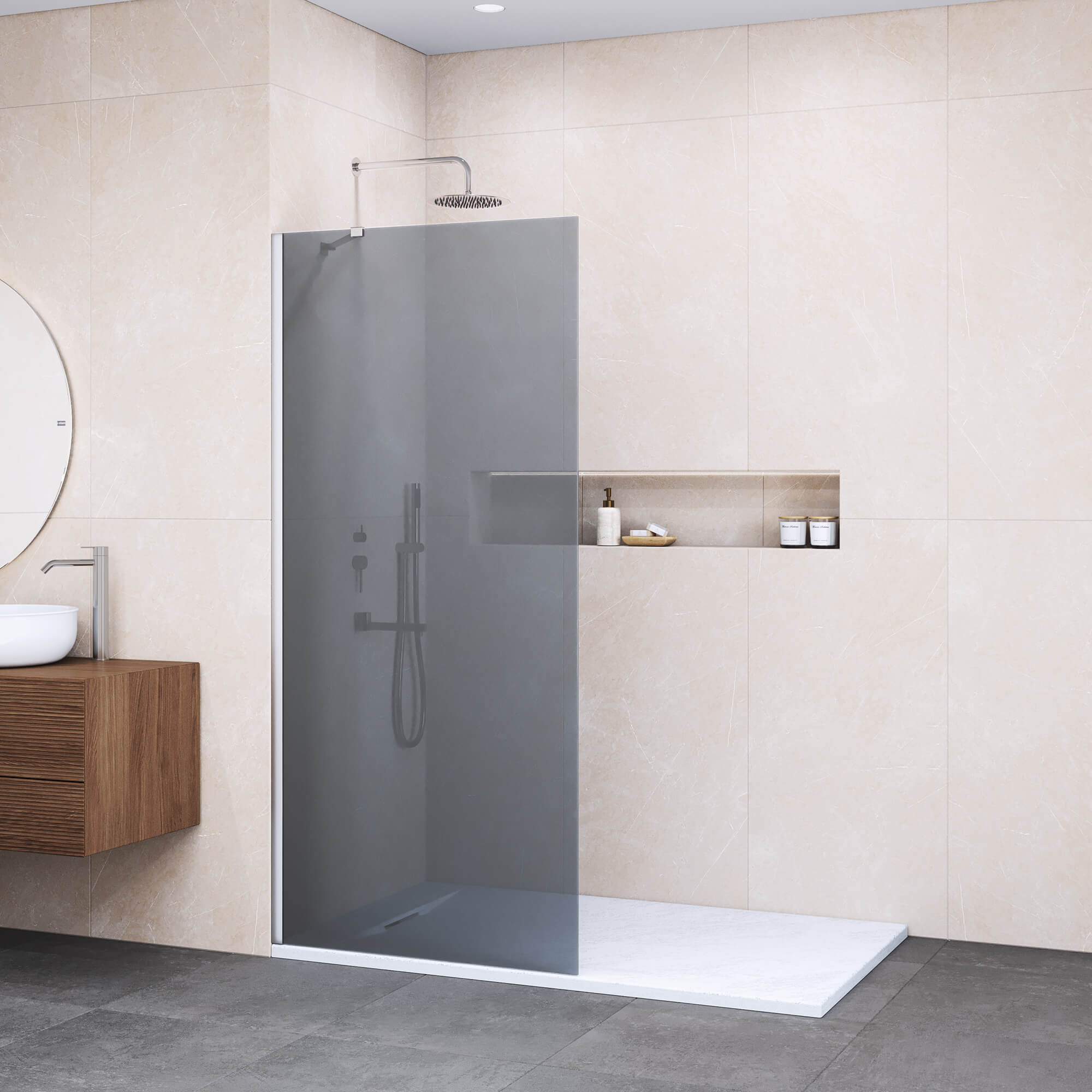 душевой уголок rgw wa-102 70x195 стекла тонированные, профиль хром