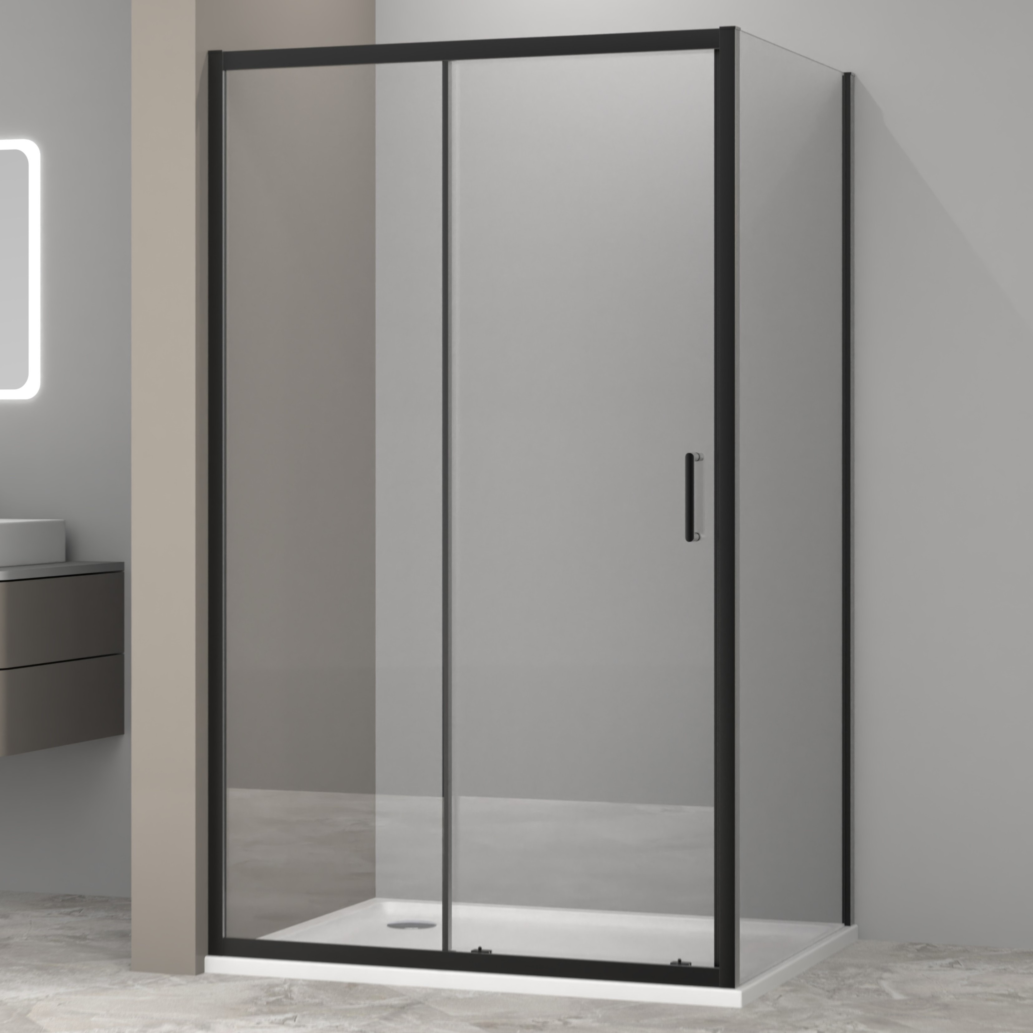 душевой уголок aquabath atlas ab-11c-1280-2000 120x80 стекла прозрачные, профиль черный матовый