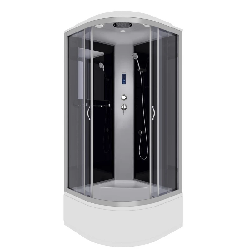 душевая кабина niagara ng-2509-14p 100x100 с электроникой, стекла тонированные, профиль серебро