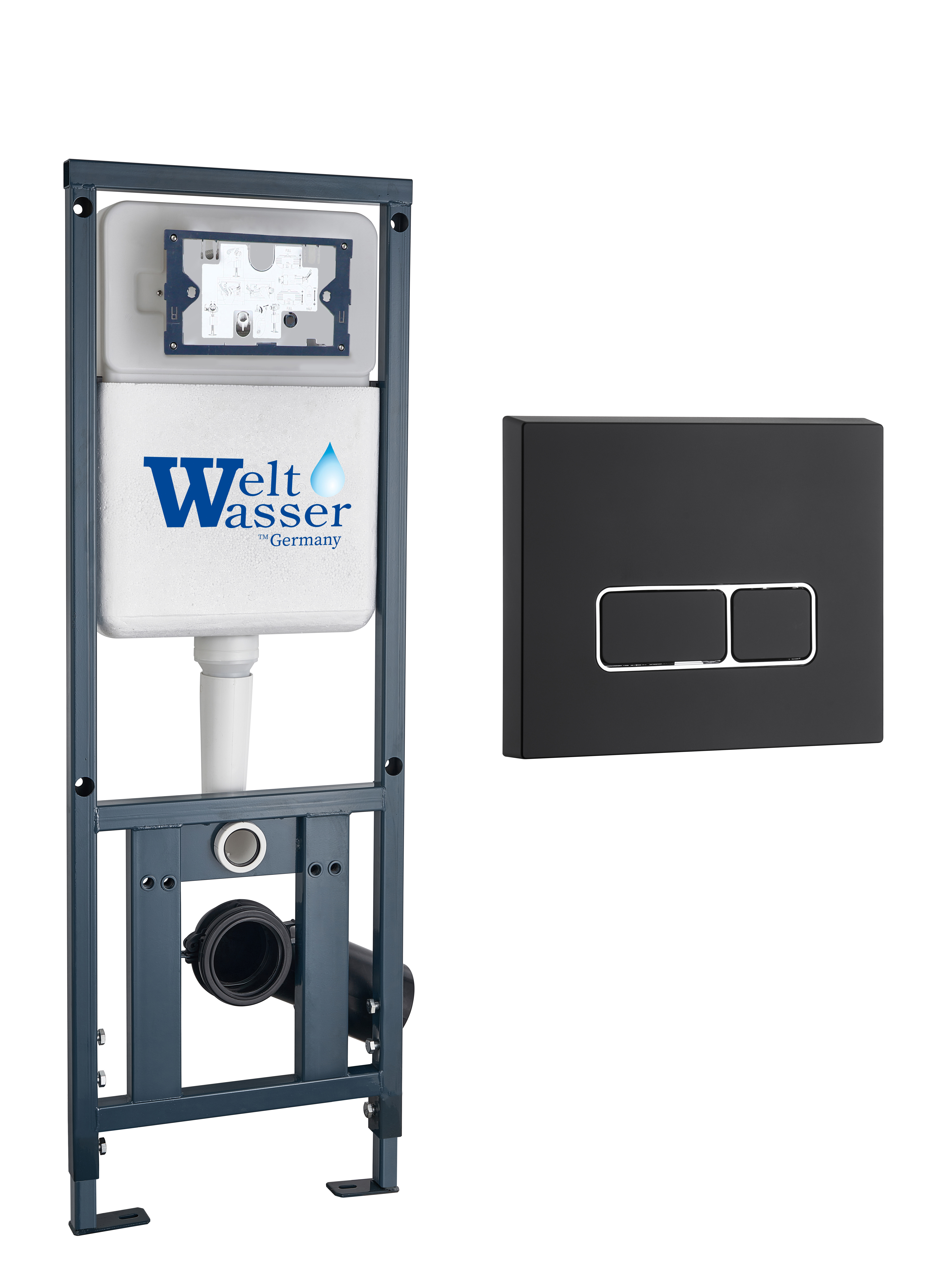 инсталляция welt-wasser marberg 410 se bl с клавишей смыва, черный