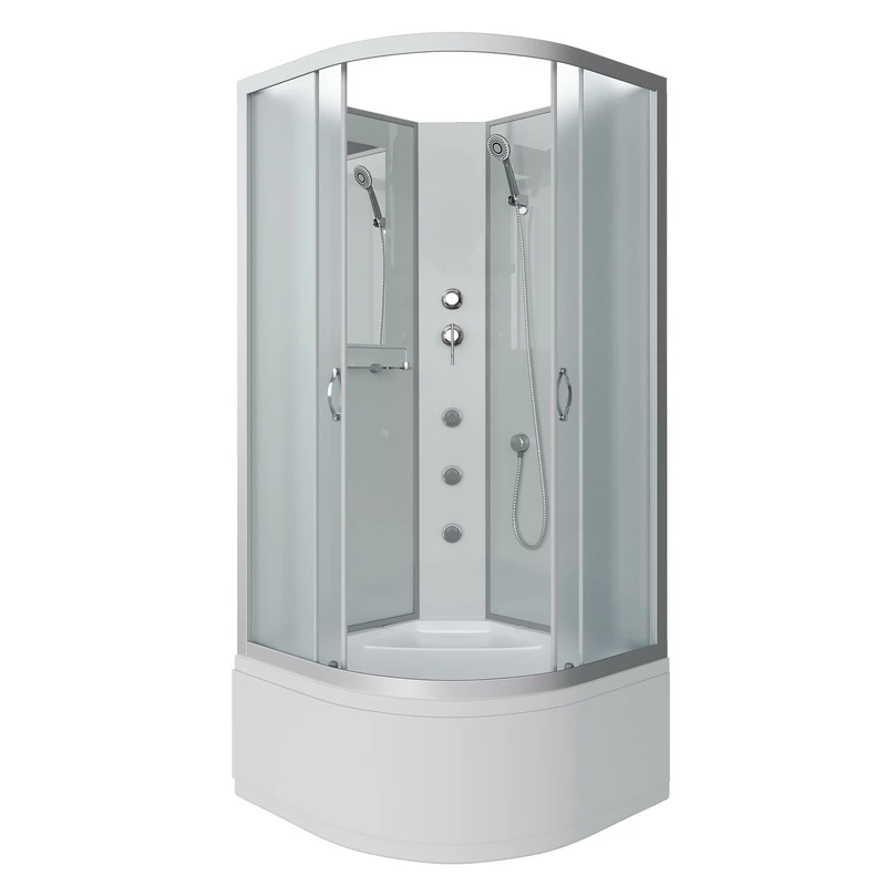 душевая кабина niagara ng-2309-14bkg 100x100 с гидромассажем, без крыши, стекла матовые, профиль серебро