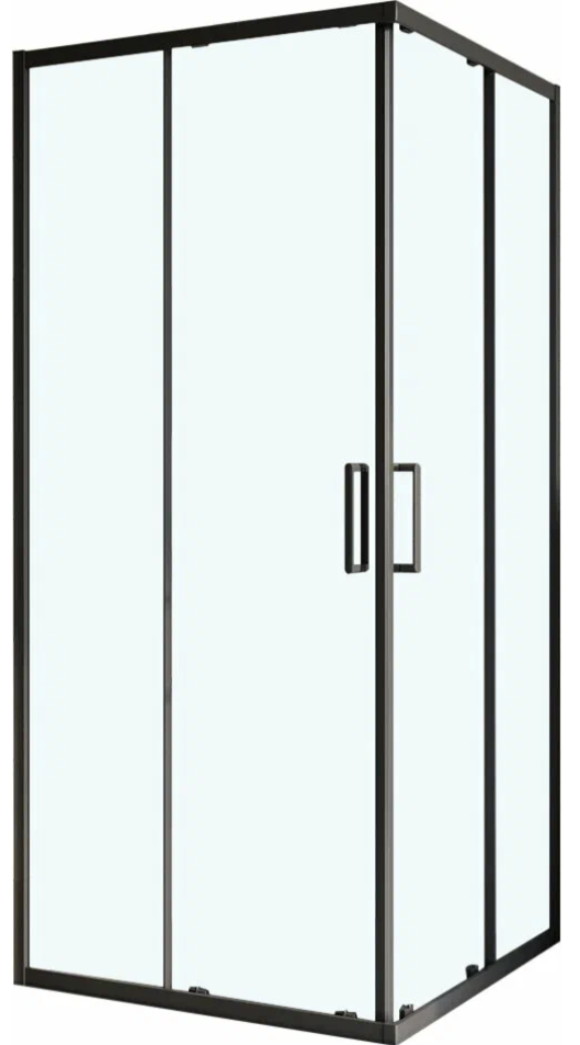 душевой уголок belbagno luce-a-2-90-c-nero 90x90 стекло прозрачное, профиль чёрный
