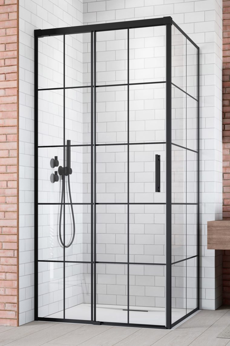 душевой уголок radaway idea black kdj factory 160x120 стекла прозрачные, профиль черный